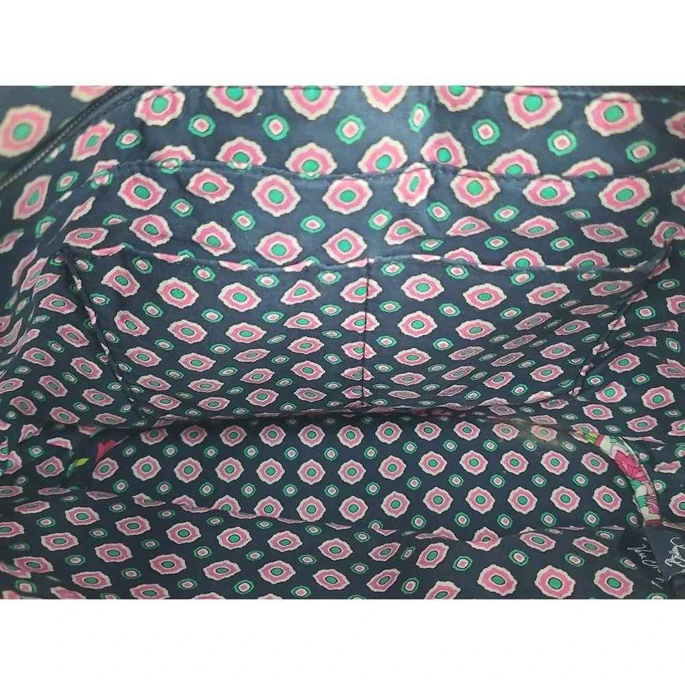 Vera Bradley Quilted Cotton Paisley Floral Tote Bag Navy Pink Green Shoulder Bag